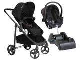 Carrinho de Bebê Moisés Olympus Preto com Bebê Conforto + Base - Galzerano
