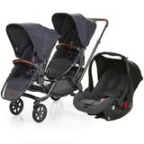 Carrinho de Bebê Para Gêmeos ABC Design Zoom + Bebê Conforto Style Street