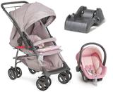 Carrinho de Bebe Reversivel com Bebe Conforto e Base Maranello II Cinza e Rosa - Galzerano
