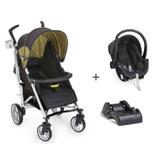 Carrinho de Bebê Tatus Preto/Verde + Bebê Conforto + Base - Dzieco - Galzerano