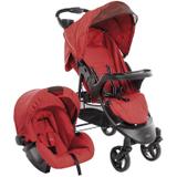 Carrinho De Bebe Travel System e Bebe Conforto Omega Kiddo Vermelho