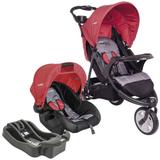 Carrinho de Bebê Travel System Kiddo Fox Cinza e Vermelho + Base