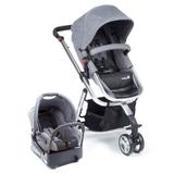 Carrinho de Bebê Travel System Mobi Grey Denim Silver com Bebê Conforto e Base - Safety 1st