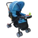 Carrinho De Bebe Vira Berço Alça Reversível Azul Deko