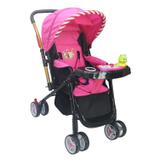 Carrinho De Bebe Vira Berço Alça Reversível Rosa Deko