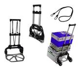Carrinho de Mao Dobravel Bagagem 80 kg Carga Aluminio Transporte Cor Preto (BSL-CAREA-4) - Braslu