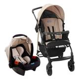 Carrinho Ecco Capuccino (Bege) com Bebê Conforto Touring Evolution Se - Burigotto
