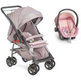 Carrinho Maranello c/ Bebê Conforto - Cinza / Rosa - Galzerano