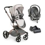 Carrinho Moisés Vulkan 360º Cinza e Cobre + Bebê Conforto + Base - Dzieco