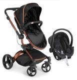Carrinho Moisés Vulkan 360º Preto e Cobre + Bebê Conforto - Dzieco
