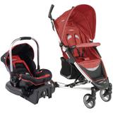 Carrinho Travel System + Bebê Conforto Base Helios Kiddo Vermelho