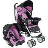 Carrinho Travel System Cross + Bebê Conforto Kiddo Rosa