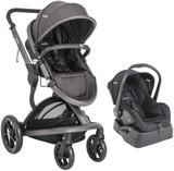 Carrinho Travel System Moisés Quantum + Bebê Conforto E Base Kiddo Cinza