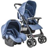 Carrinho Travel System Zap Reversível + Bebê Conforto Azul Kiddo