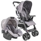 Carrinho Travel System Zap Reversível + Bebê Conforto Cinza Kiddo