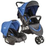 Carrinho Trio Whoop + Bebê Conforto Kiddo Preto/Azul