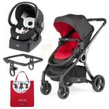 Carrinho Urban com Bebe Conforto Keyfit Black Night + Color Pack Red - Chicco