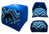 Casinha Iglu 3 em 1 para cães e gatos tamanho M - cor Azul Listras - Lm mahamut