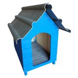 Casinha Para Cachorro - Telhado Ecológico - Média - Azul - Indústria beethoven agropet