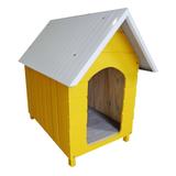 Casinha Para Cachorro - Telhado Galvanizado - Grande - Amarela - Indústria beethoven agropet
