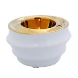 Castiçal de Cerâmica Branco e Dourado 6cm Concepts Life