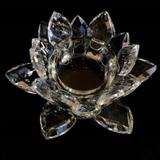Castiçal de Vidro Transparente Flor de Lótus 13cm - Mandala de luz