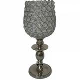 Castical decorativo em cristal e metal prateado 14cm x 34cm - Btc decor