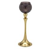 Castiçal Dourado de Metal Com Base em Vidro 38cm - Mabruk