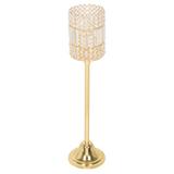 Castiçal em Alumínio Folheado a Ouro e Cristal 64 cm x 13 cm - Prime home decor