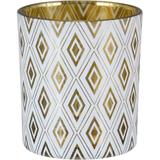 Castiçal Tealight em Vidro Branco e Dourado 8cm - HomeCo