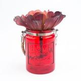Castical vidro c/ alca embossed home vermelho 9,6 x 9,6 x 13 cm - Urban