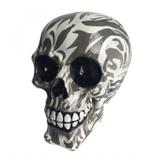 Caveira Resina Ghosts Tattoo 14,5cmx10cmx15cm Branco/Bege - Urban