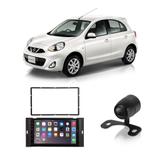 Central Multimídia Nissan March 2010 a 2013 7 Polegadas MP5 USB Bluetooth Espelhamento iOS Android + Câmera de Ré - Gold