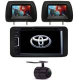 Central Multimídia Toyota Etios 2012 2013 2014 2015 2016 2017 + par de encosto na cor preta - Hetzer