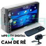 Central Multimídia Universal Mp5 Câmera TV Bt Usb Espelhamento Android iOS - Uberparts