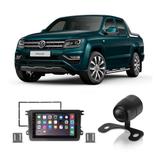 Central Multimídia Volkswagen Amarok 2011 a 2019 7 Polegadas MP5 USB Bluetooth Espelhamento iOS Android + Câmera de Ré - Gold