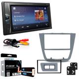 Central Multimidia VW Saveiro G5 2009 a 2013 com Pioneer MVH G218BT, Camera de Re, Moldura Prata, Interface, Chicote e Adaptador de Antena