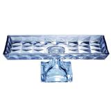 Centro De Mesa De Cristal C/Pé Diamant Azul 35X17,5X12,5Cm - Wolff