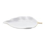 Centro de Mesa em Cerâmica Branco e Dourado 20cm Leaf Prestige - Rojemac