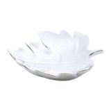 Centro de Mesa em Cerâmica Prata 14cm Folha Prestige - Rojemac