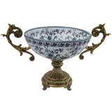 Centro de Mesa em Porcelana Clássico Base e Alças em Bronze - Prime home decor