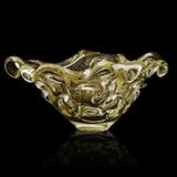 Centro Mesa Cristal Murano 45x21cm Transparente Po Ouro 24k Sao Marcos