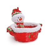 Cesta Boneco De Neve Vermelho Natal 14 X 5 Cm - Cromus