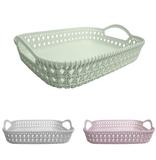 Cesta Cestinha Retangular De Plastico Rattan Trama Com Alca - Saz comercio