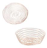 Cesta Fruteira De Mesa Aramado Oval Metalizado Rose Gold 30, - Fwb
