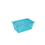 Cesta Grande com Tampa 29,7 x 19,6 x 12,6 cm Azul Baby - Coza - Brinox