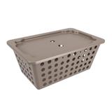 Cesta Grande com Tampa 29,7 x 19,6 x 12,6 cm Warm Gray - Coza - Brinox