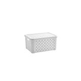 Cesta organizadora rattan com tampa branco - pequena - Paramount