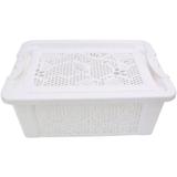 Cesta plástica com travas e tampa 29,5cm branco - Clink