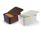 Cesto Caixa Organizadora De Plastico Rattan Colors Com Tampa E Alca 32,4X22X15Cm - Nitronplast